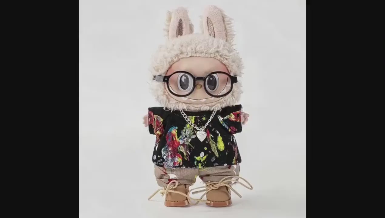 Art Studio Labubu Clothes: Paint Splatter Outfit with Boots (15/17cm Doll)